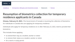 加拿大移民局宣布境内签证申请要重新提供指纹了！
