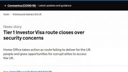 突发！英国紧急关闭T1投资移民签证！