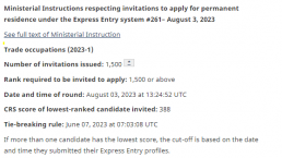 加拿大首次针对技工类发出邀请，仅388分！